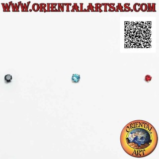 Mini boucle d'oreille / pointe de nez en argent, sertie de zircons colorés ronds (2 mm) b