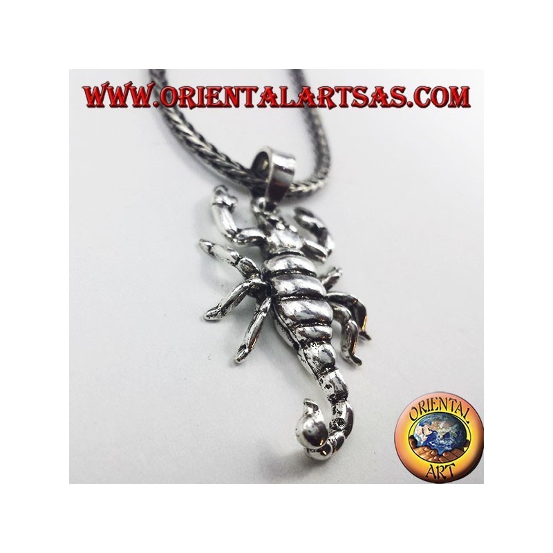 925 sterling silver pendant featuring a three-dimensional scorpion sculpture with a movable tail.