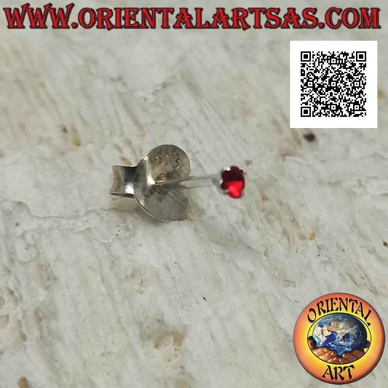 Mini orecchino / puntino da naso in argento, zircone colorato tondo incastonato (2 mm) b