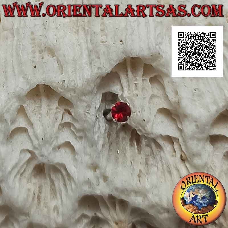 Mini orecchino / puntino da naso in argento, zircone colorato tondo incastonato (2 mm) b