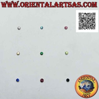 Mini orecchino / puntino da naso in argento, zircone colorato tondo (2,5 mm)