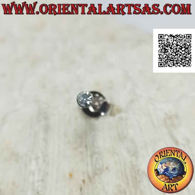 Mini orecchino / puntino da naso in argento, zircone colorato tondo (2,5 mm)