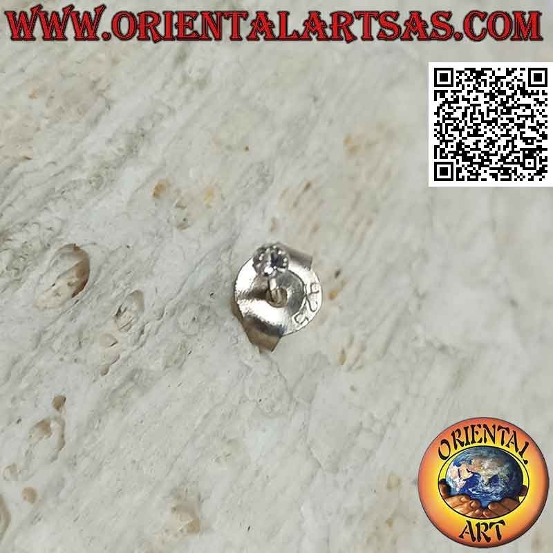 Mini earring / nose stud in silver, round colored zircon with rimmed setting (1.5 mm)