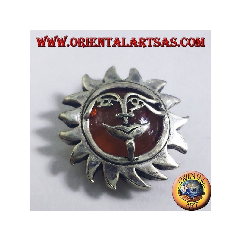 colgante de plata, sol con Amber