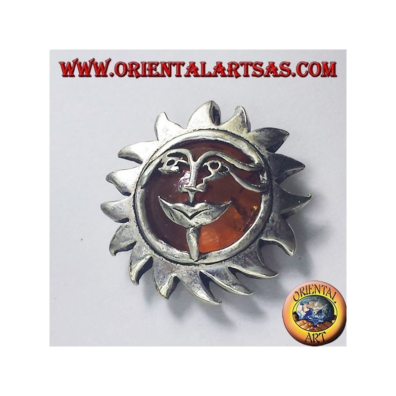 pendentif en argent, le soleil avec Amber