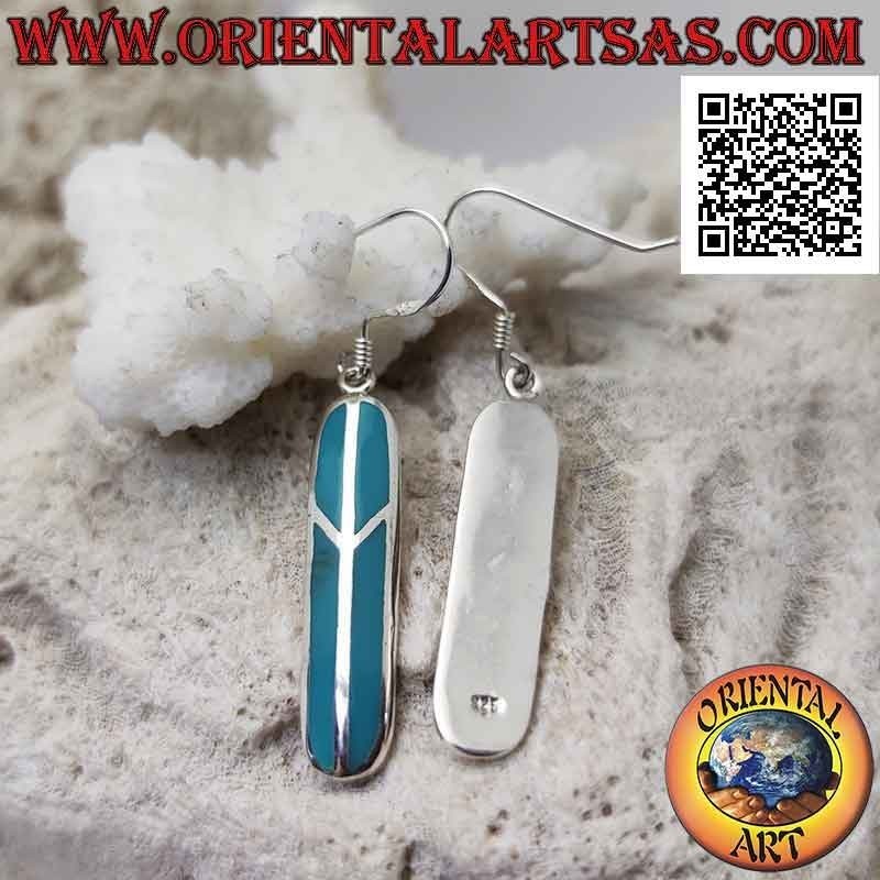 Silver earrings with peace symbol with turquoise