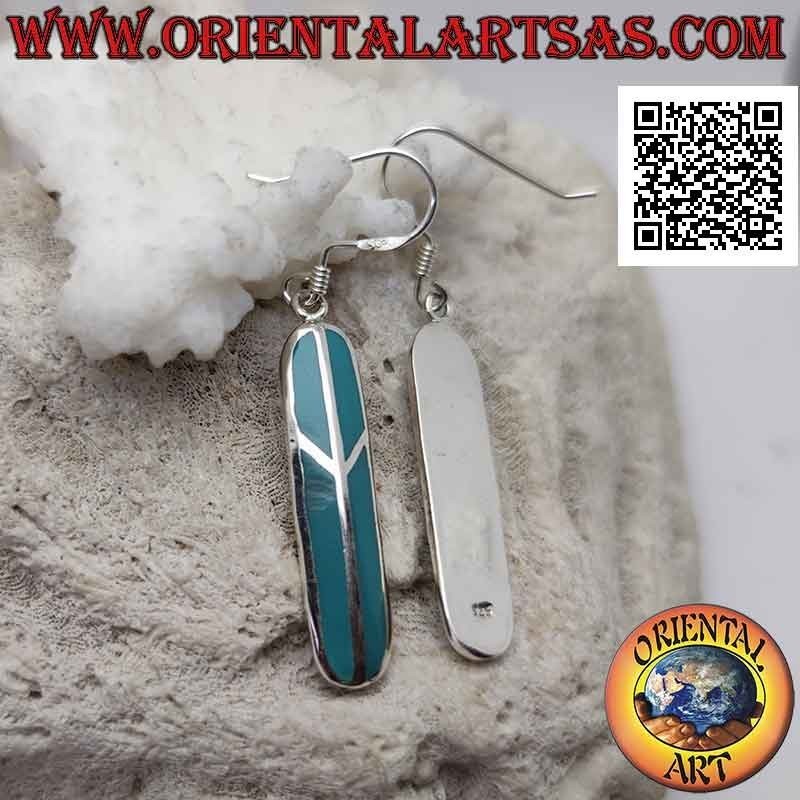Boucles d'oreilles argent avec symbole turquoise de la paix