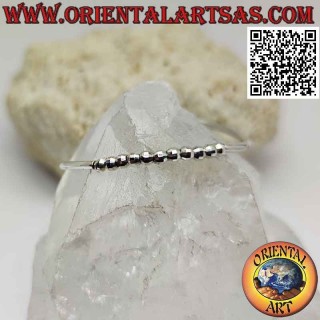 Bracelet enfant en tubes lisses en argent 925 ‰ avec boules diamant central