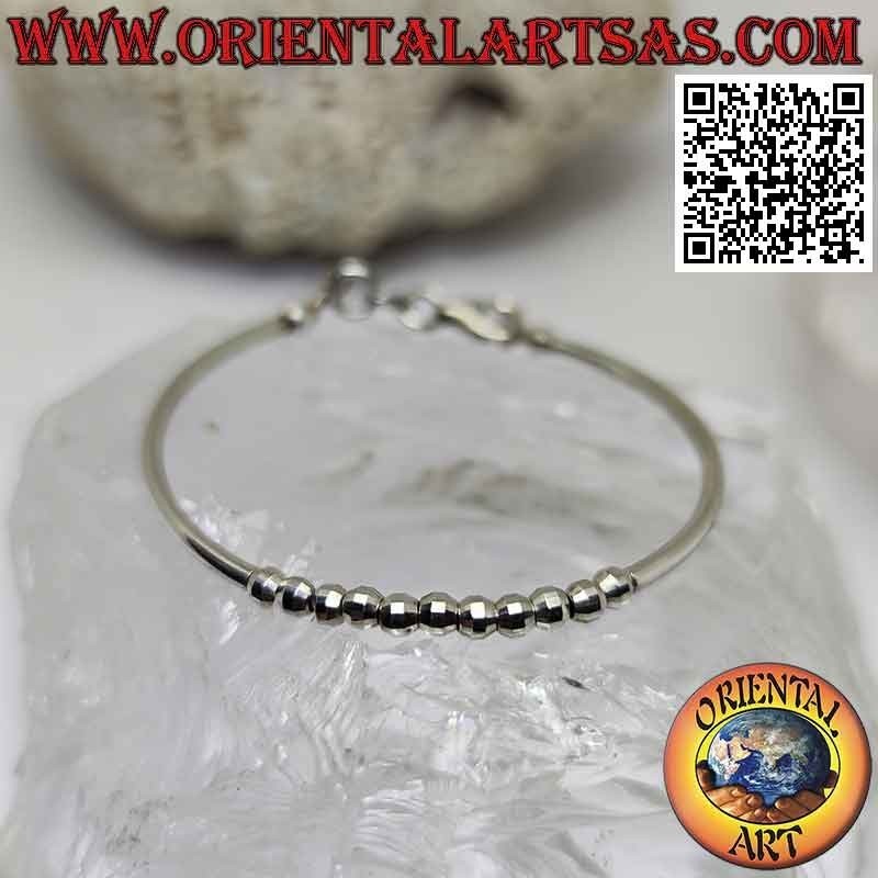 Children's bracelet in 925 ‰ silver smooth tubes with central diamond balls
