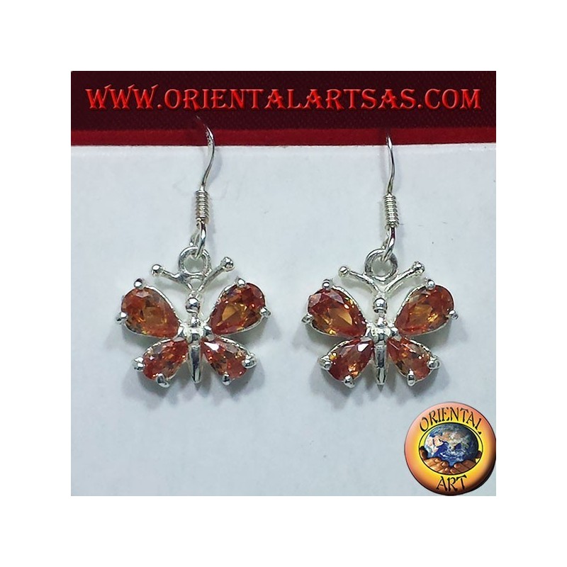 Ohrringe aus Silber mit Zirkonia Schmetterling gelb