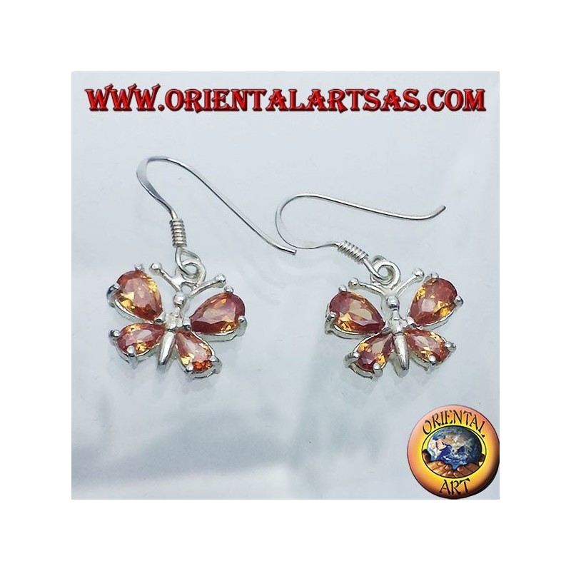 Ohrringe aus Silber mit Zirkonia Schmetterling gelb