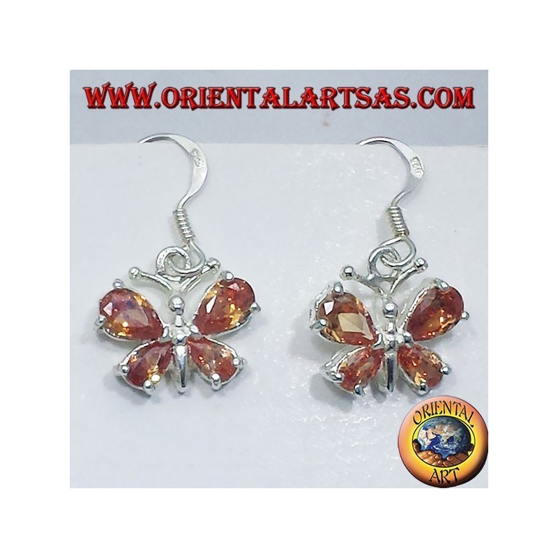 Orecchini in Argento Farfalla con zircone giallo