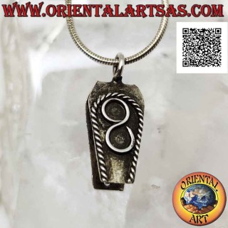 Gancho en plata 925 ‰ para discos de piedra, con decoración en relieve (tipo A)