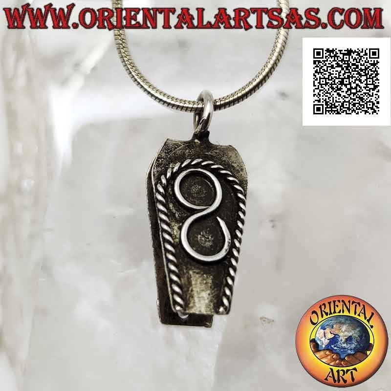 Hook in 925 ‰ silver for stone discs, with relief decoration (type A)