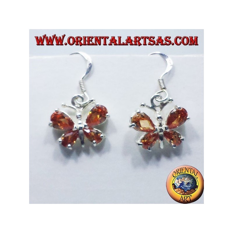 Orecchini in Argento Farfalla con zircone giallo