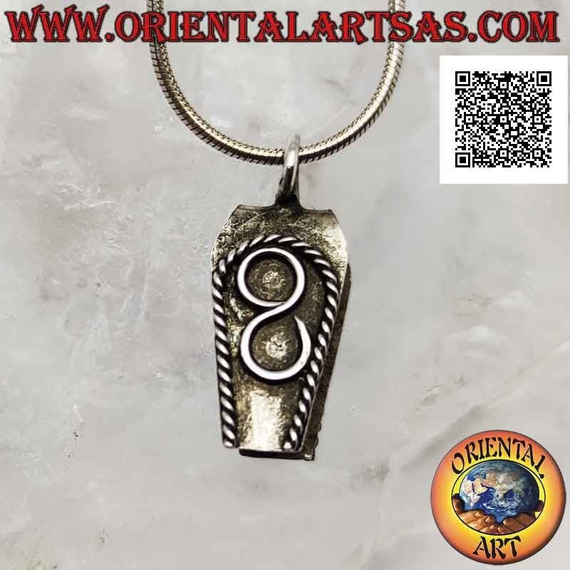 Gancho en plata 925 ‰ para discos de piedra, con decoración en relieve (tipo A)