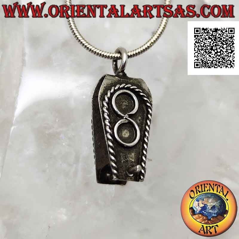 Hook in 925 ‰ silver for stone discs, with relief decoration (type A)