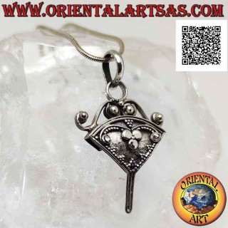 Gancho en plata 925 ‰ para discos de piedra, con decoración en relieve (tipo B)