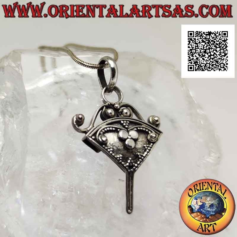 Gancho en plata 925 ‰ para discos de piedra, con decoración en relieve (tipo B)