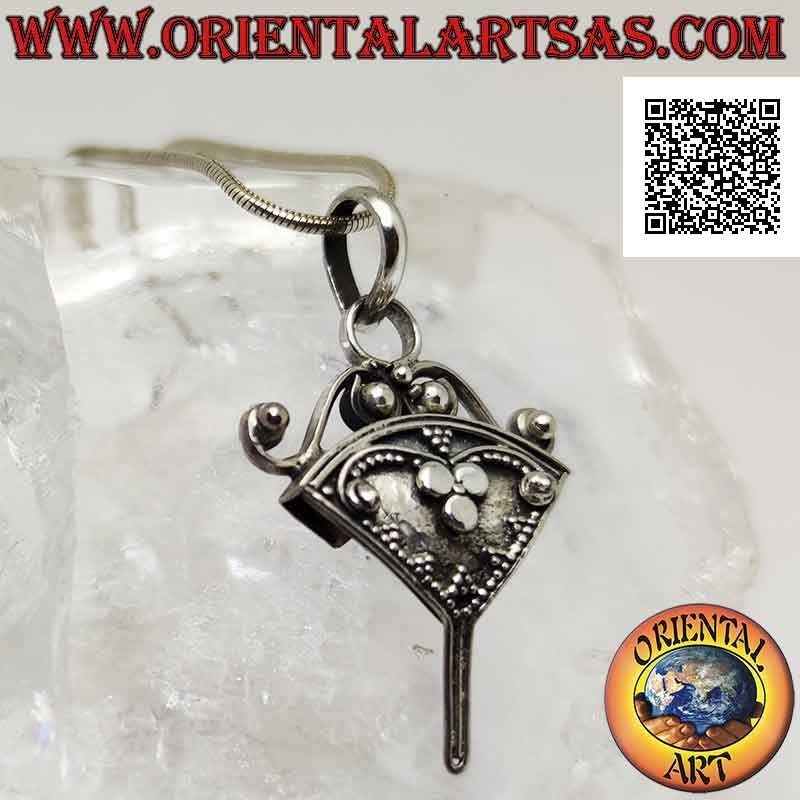 Hook in 925 ‰ silver for stone discs, with relief decoration (type B)