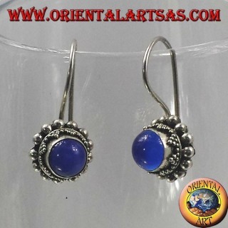 Silber-Ohrringe mit blauem Achat Runde
