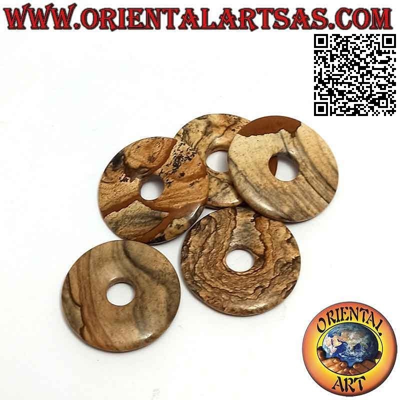 Disc / donut pendant in a village of 25 mm. Ø (cord included)