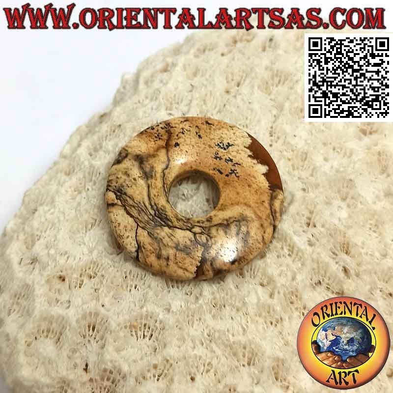 Disc / Donut-Anhänger in einem Dorf von 25 mm. Ø (Kabel im Lieferumfang enthalten)