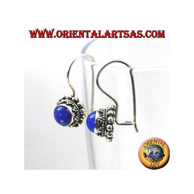 Orecchini in Argento con Agata blu tonda