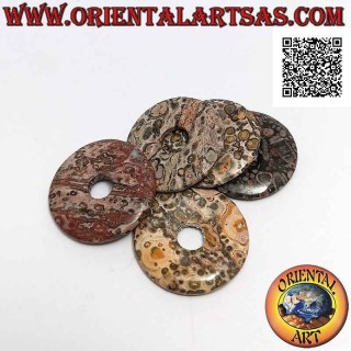 Disque de jaspe léopard de 35 mm / pendentif donut. Ø (cordon inclus)