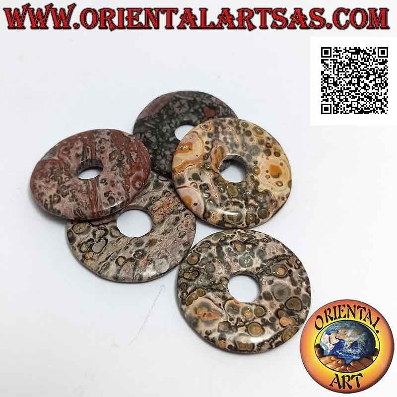 Colgante de donut / disco de jaspe leopardo de 35 mm. Ø (cable incluido)