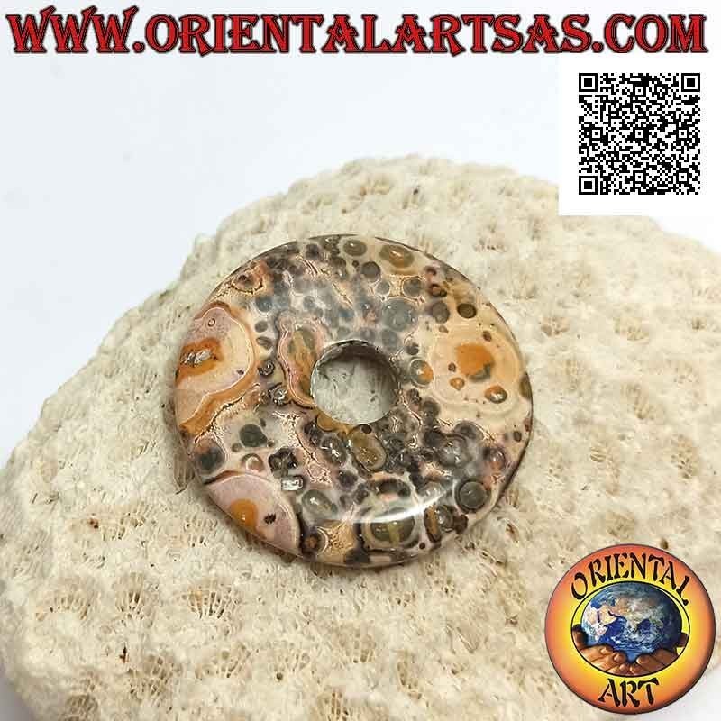 Colgante de donut / disco de jaspe leopardo de 35 mm. Ø (cable incluido)
