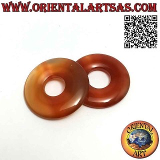 Karneolscheibe / Donut-Anhänger 30 mm. Ø (Kabel im Lieferumfang enthalten)