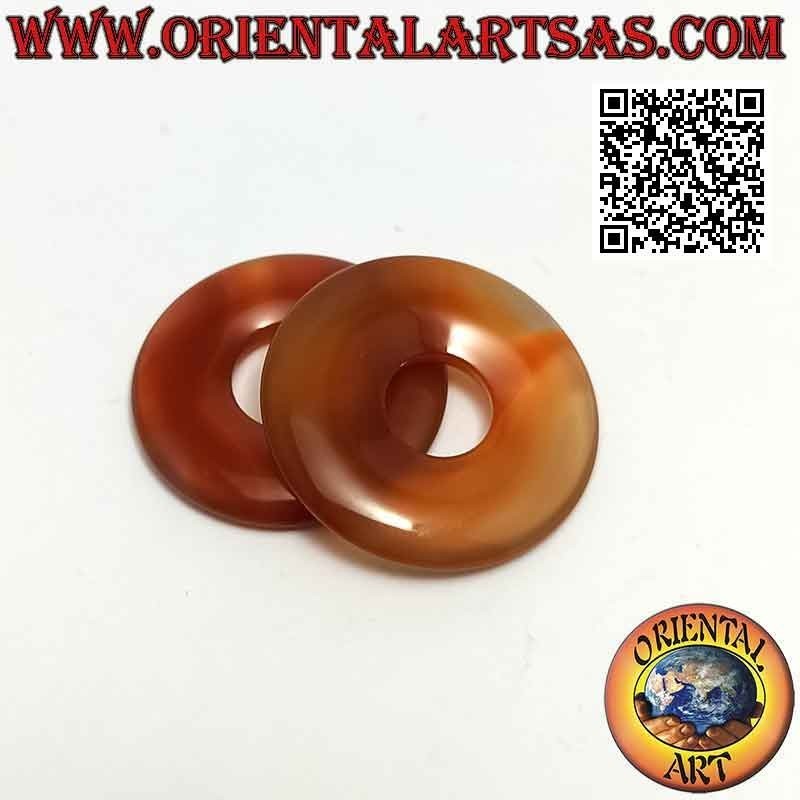 Colgante disco de cornalina / donut 30 mm. Ø (cable incluido)