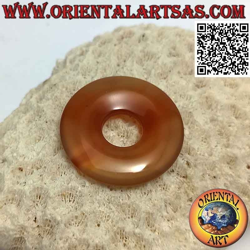 Disque cornaline / pendentif donut 30 mm. Ø (cordon inclus)