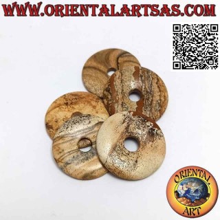 Pendentif disque/donut dans un petit village de 30 mm. Ø (cordon inclus)