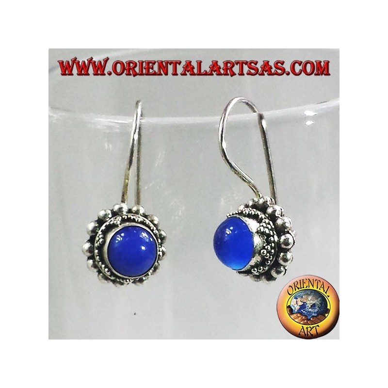 Pendientes de plata con azul ronda ágata