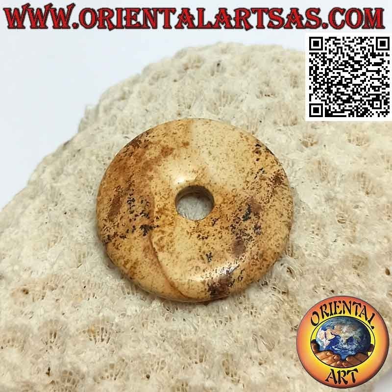 Ciondolo a disco/ciambella in paesina da 30 mm. Ø (cordoncino incluso)