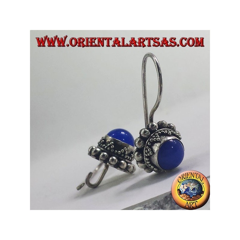 Pendientes de plata con azul ronda ágata