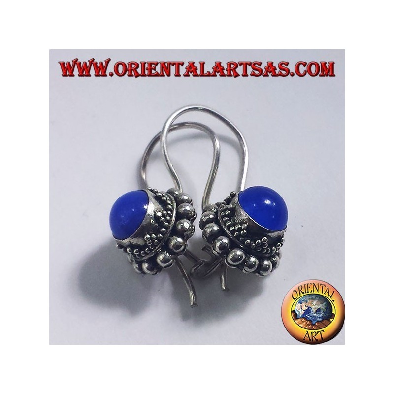 Pendientes de plata con azul ronda ágata