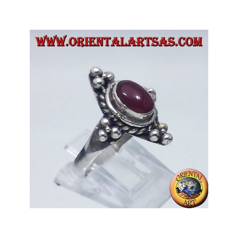 Silberring mit Karneol-Cabochon oval Bali
