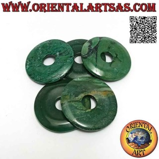Colgante de disco / donut de jade verde africano de 35 mm. Ø (cable incluido)