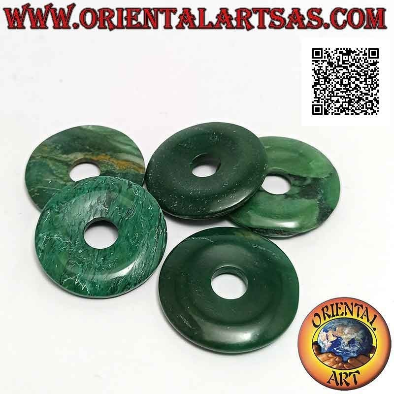 35mm afrikanische grüne Jadescheibe / Donut-Anhänger. Ø (Kabel im Lieferumfang enthalten)
