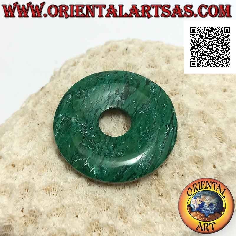 Colgante de disco / donut de jade verde africano de 35 mm. Ø (cable incluido)