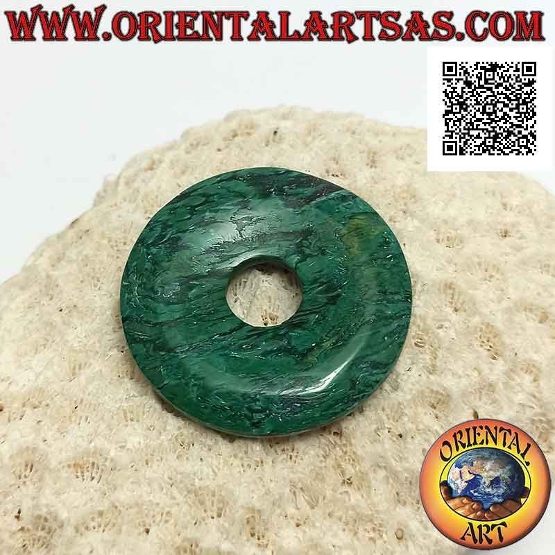 Colgante de disco / donut de jade verde africano de 35 mm. Ø (cable incluido)