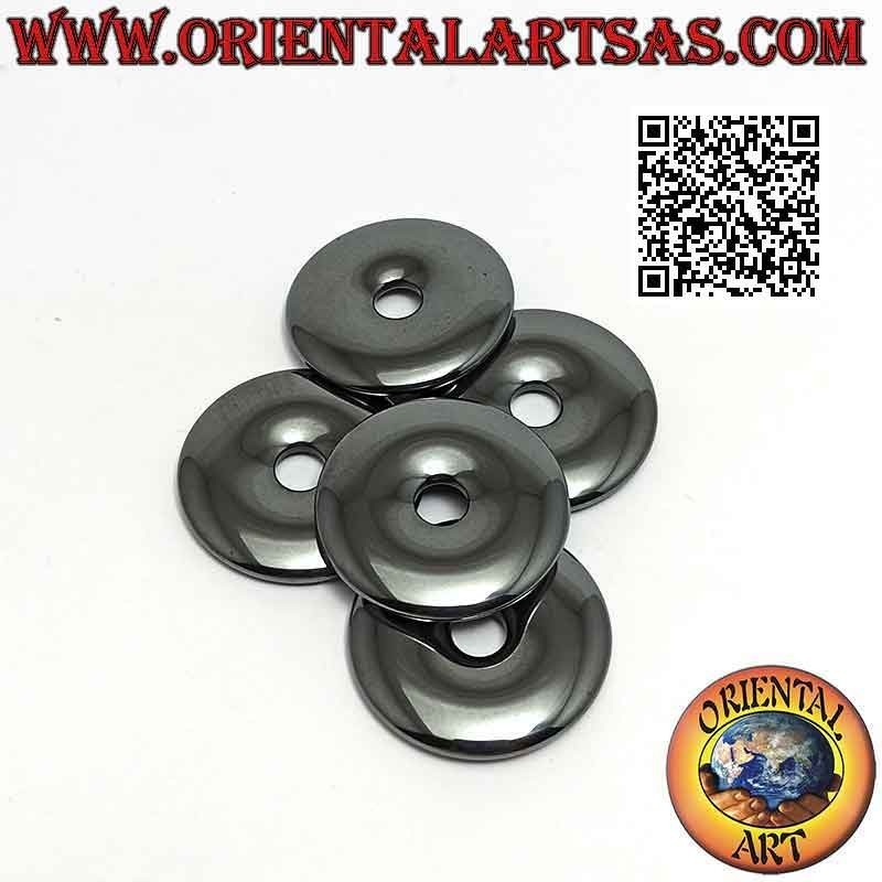 Ciondolo a disco/ciambella in ematite da 30 mm. Ø (cordoncino incluso)