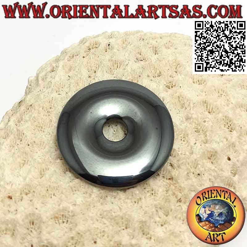 Disque hématite 30 mm / pendentif donut. Ø (cordon inclus)