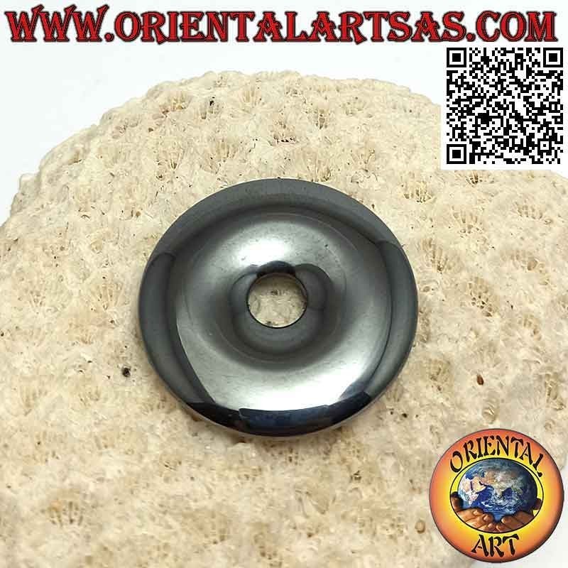 Disque hématite 30 mm / pendentif donut. Ø (cordon inclus)
