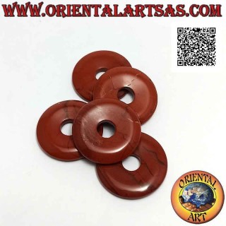 Ciondolo a disco/ciambella in diaspro rosso da 30 mm. Ø (cordoncino incluso)