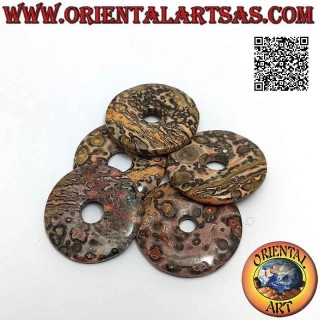 Colgante de disco / donut de jaspe leopardo de 30 mm. Ø (cable incluido)