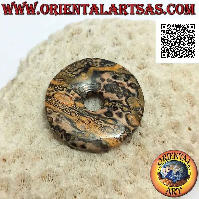 30mm leopard jasper disc / donut pendant. Ø (cord included)